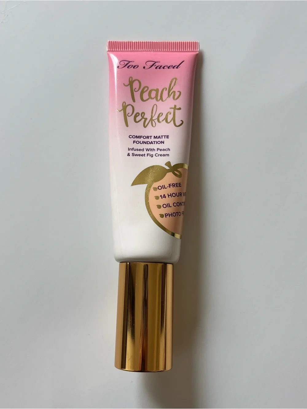 Too Faced Peach Perfect Comfort Matte Foundation Warm Beige